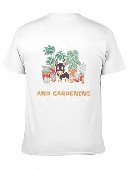 Camiseta Negra: Perros Jardinería y Humor