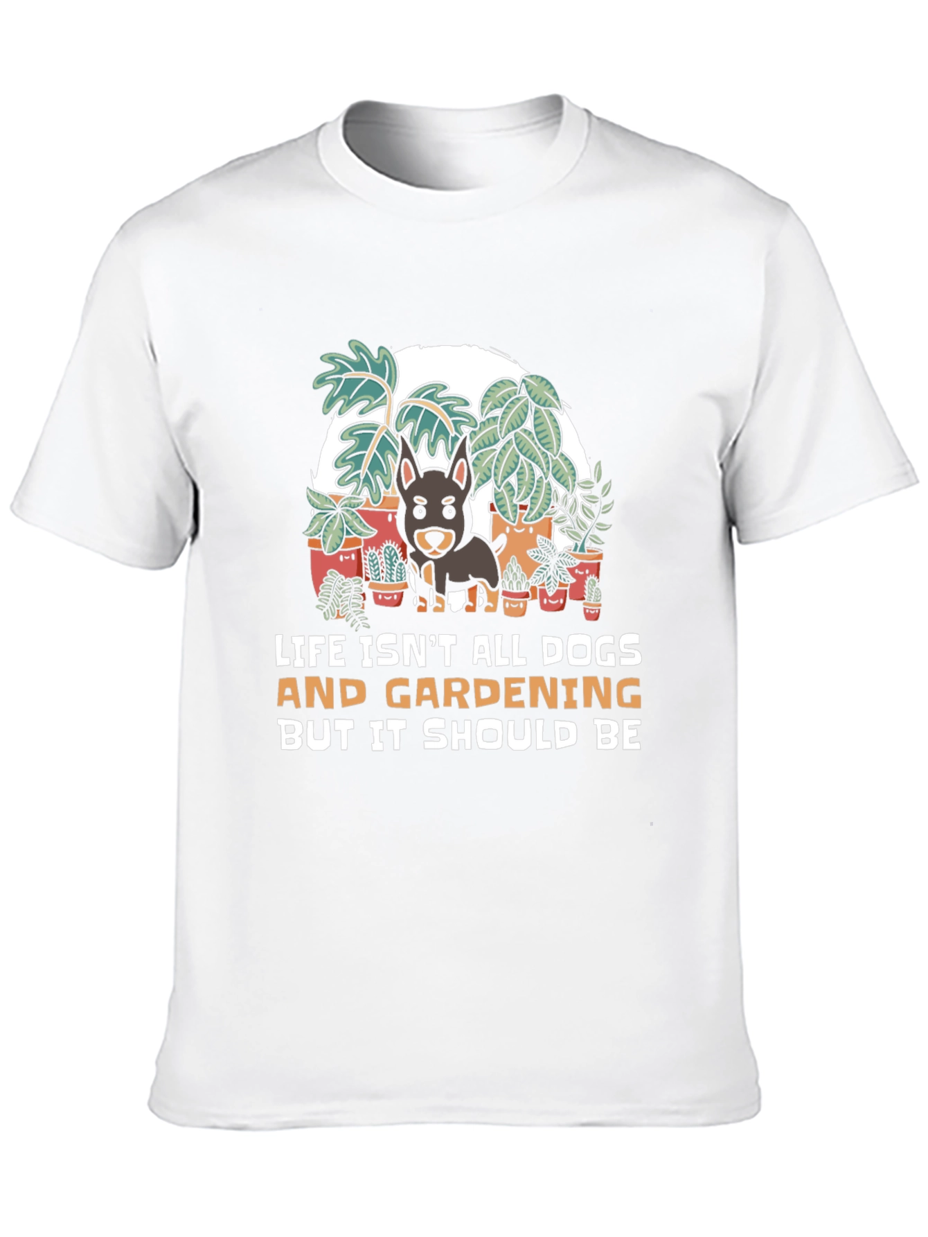 Camiseta Negra: Perros Jardinería y Humor