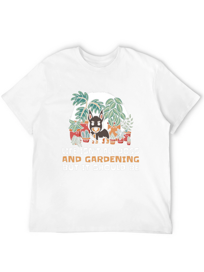 Camiseta Negra: Perros Jardinería y Humor