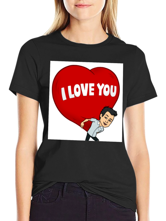 Camiseta Negra con Diseño de Corazón I Love You