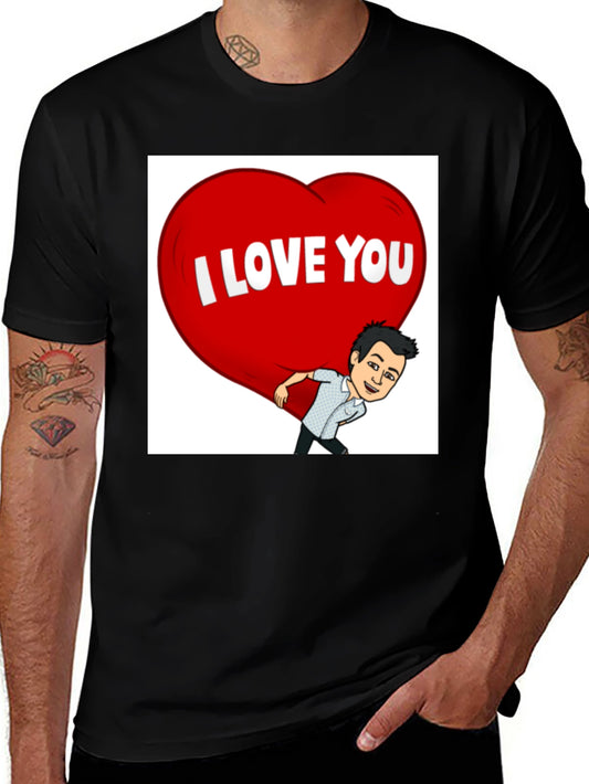 Camiseta Negra con Diseño de Corazón I Love You