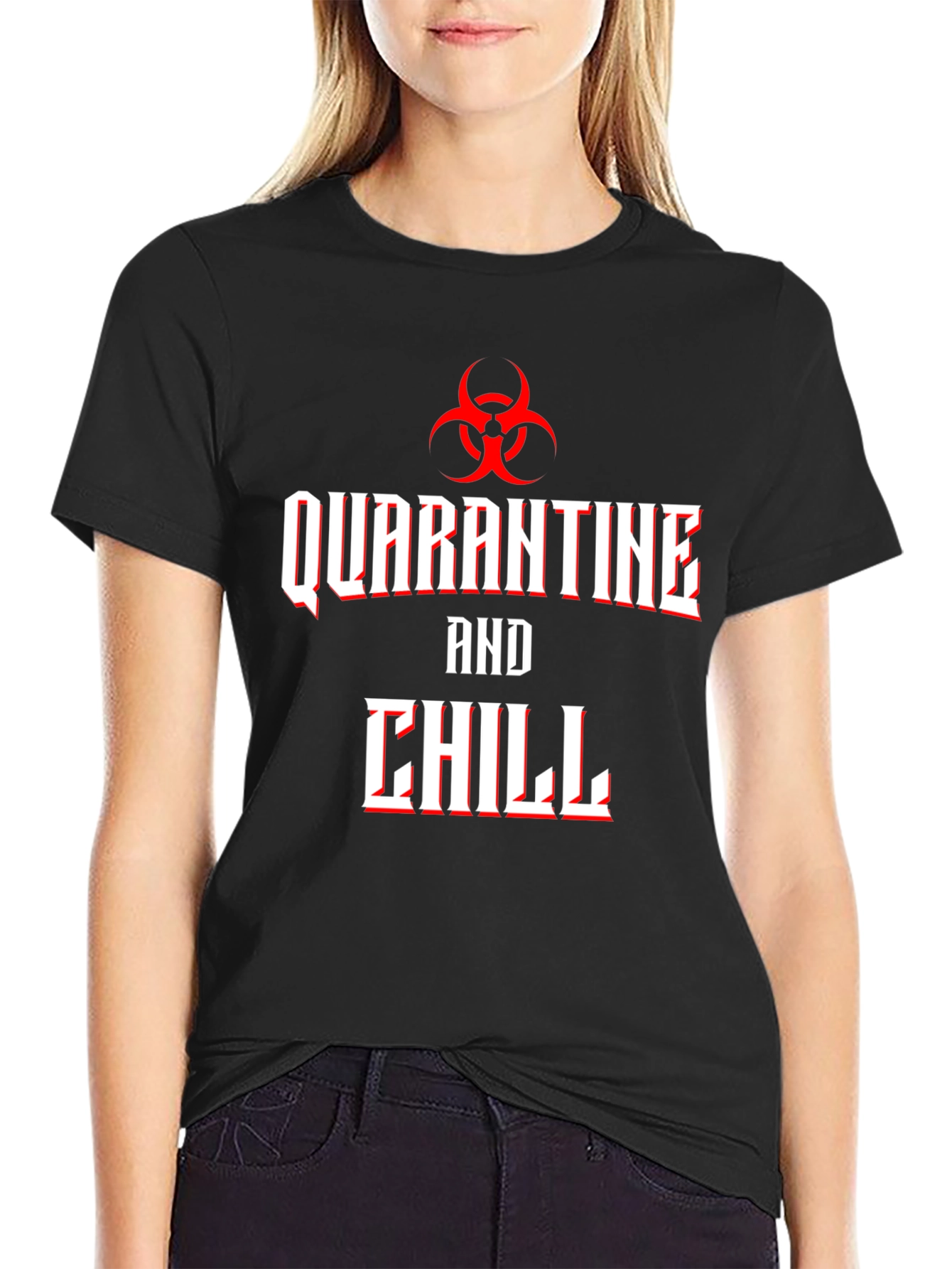 Camiseta Hombre Quarantine and Chill Diseño Biohazard
