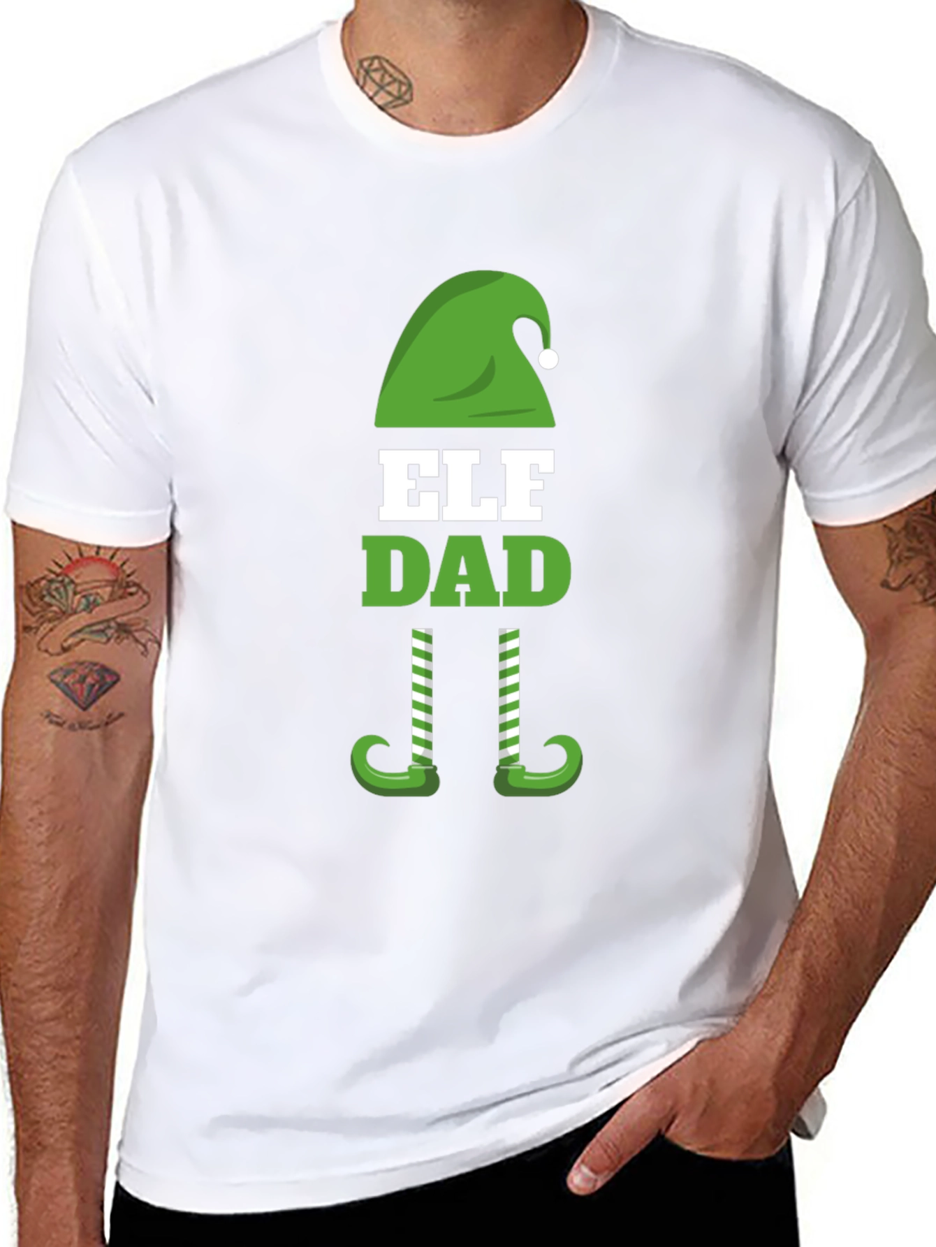 Camiseta Negra Divertida Elf Dad Navidad