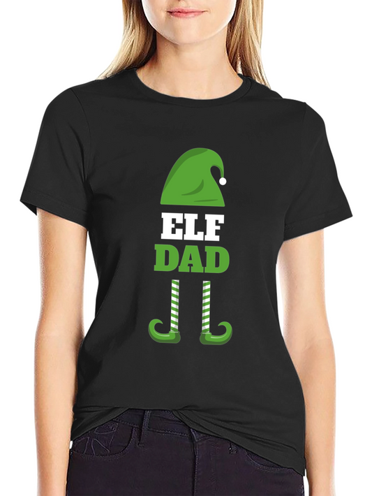 Camiseta Negra Divertida Elf Dad Navidad