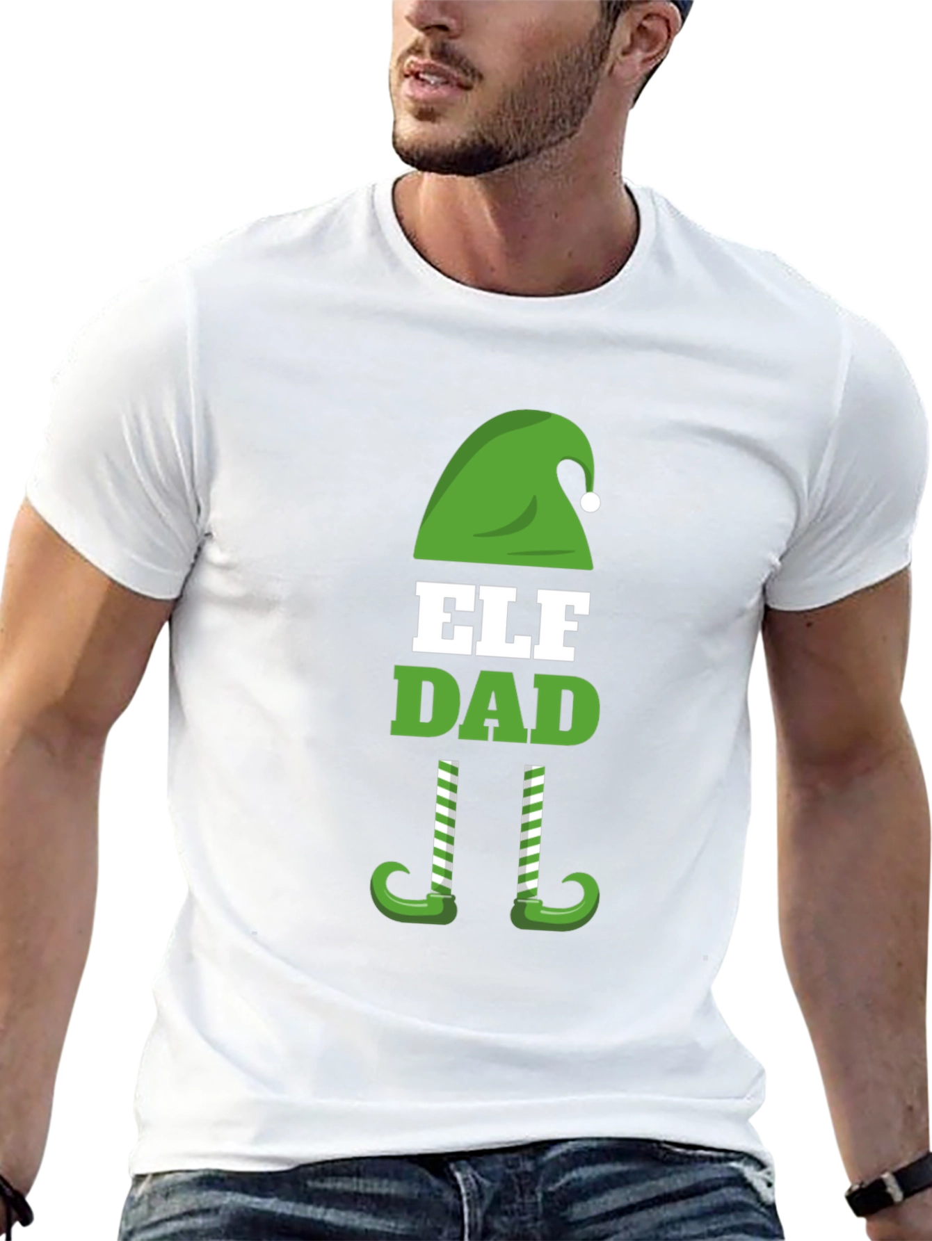Camiseta Negra Divertida Elf Dad Navidad