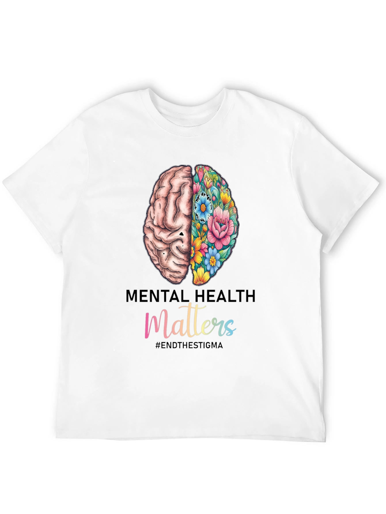 Camiseta Salud Mental con Cerebro Floral