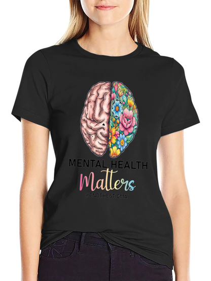 Camiseta Salud Mental con Cerebro Floral