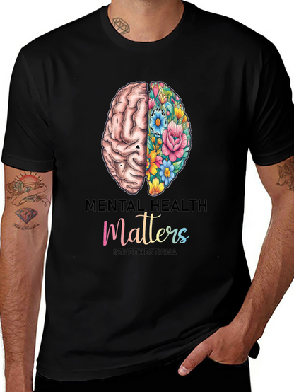 Camiseta Salud Mental con Cerebro Floral