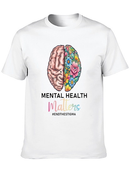 Camiseta Salud Mental con Cerebro Floral
