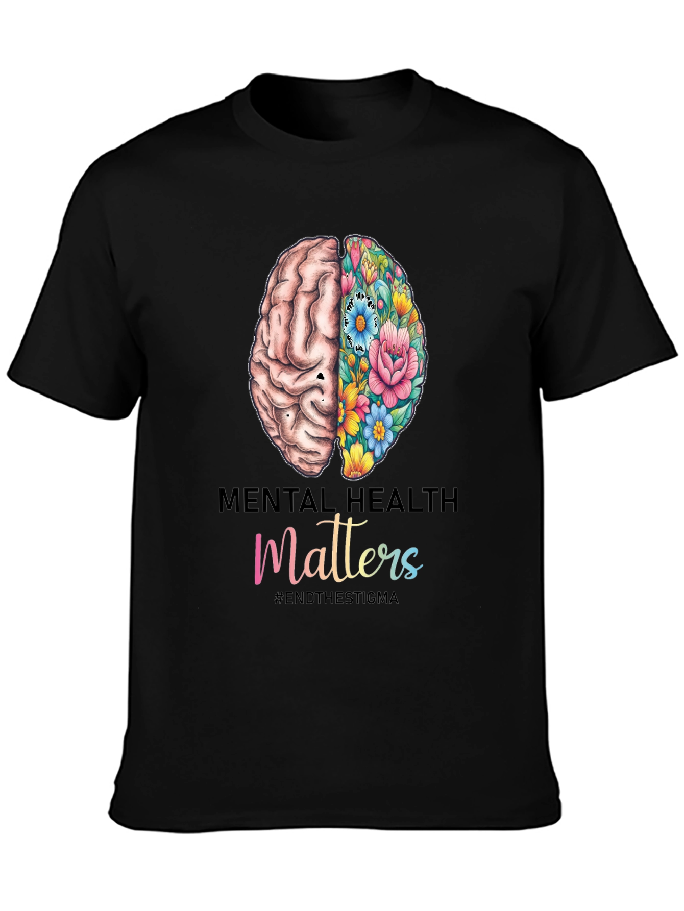 Camiseta Salud Mental con Cerebro Floral