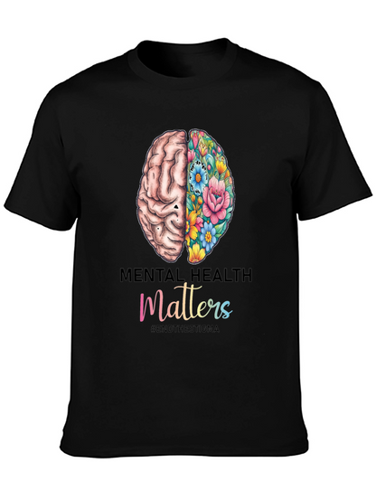 Camiseta Salud Mental con Cerebro Floral