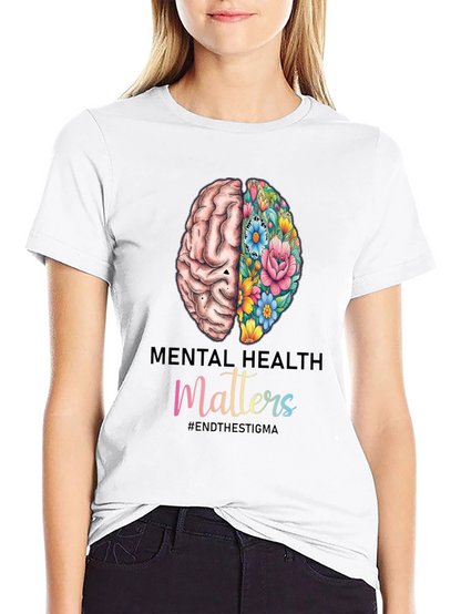 Camiseta Salud Mental con Cerebro Floral