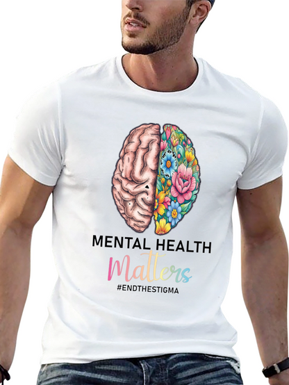 Camiseta Salud Mental con Cerebro Floral