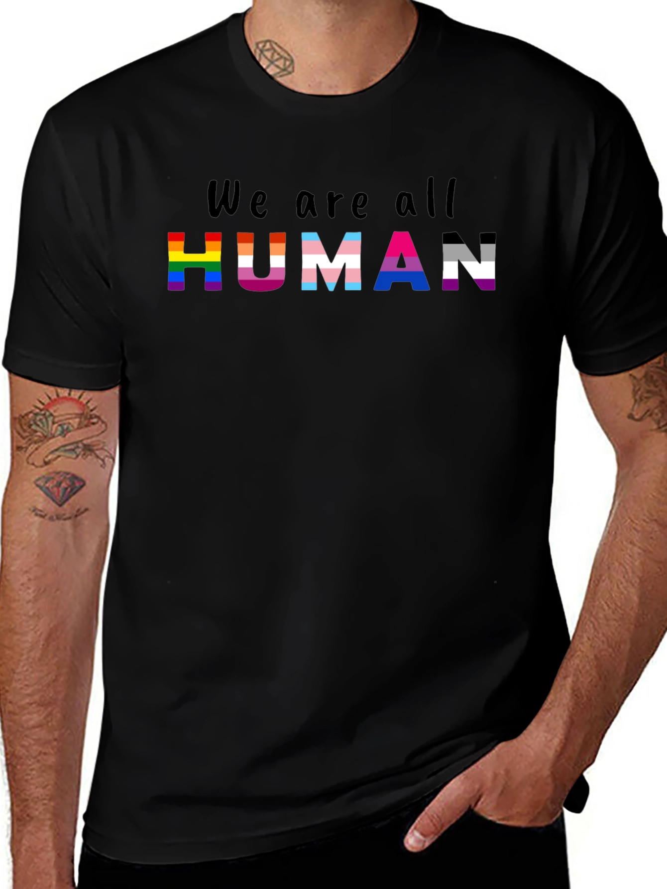 Camiseta Negra We are all Human Orgullo LGBT