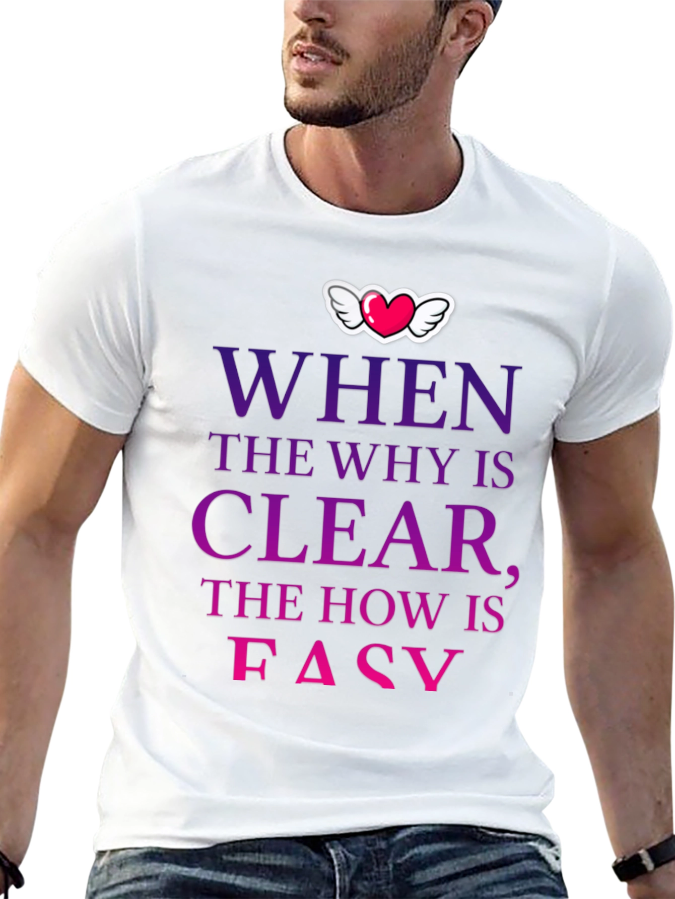 Camiseta con mensaje motivacional Why Clear How Easy