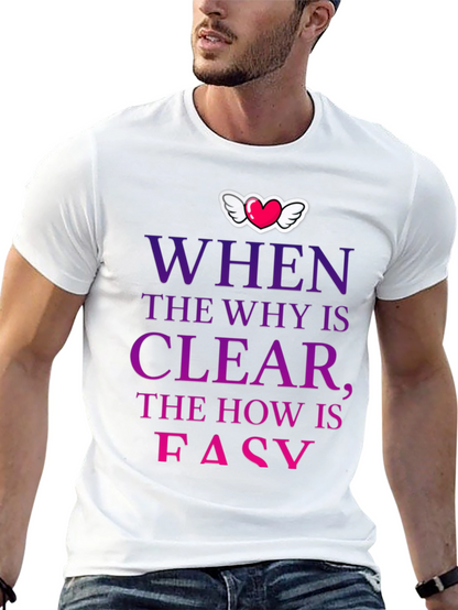 Camiseta con mensaje motivacional Why Clear How Easy