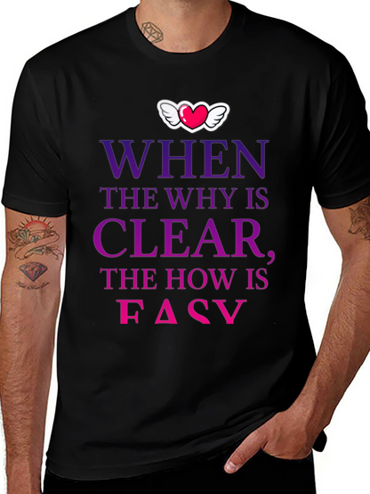 Camiseta con mensaje motivacional Why Clear How Easy