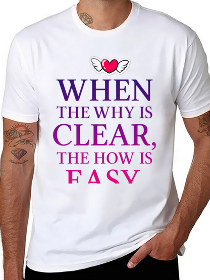 Camiseta con mensaje motivacional Why Clear How Easy