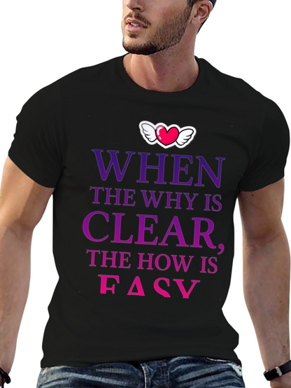 Camiseta con mensaje motivacional Why Clear How Easy
