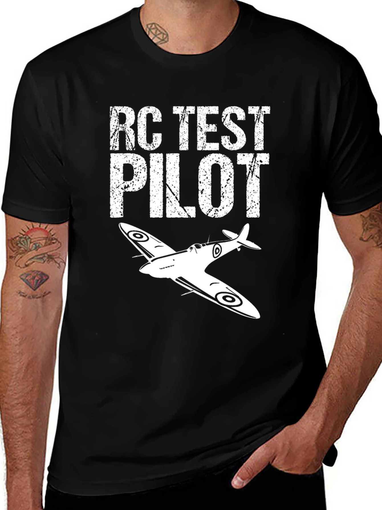 Camiseta Negra RC Test Pilot - Diseño Aviación