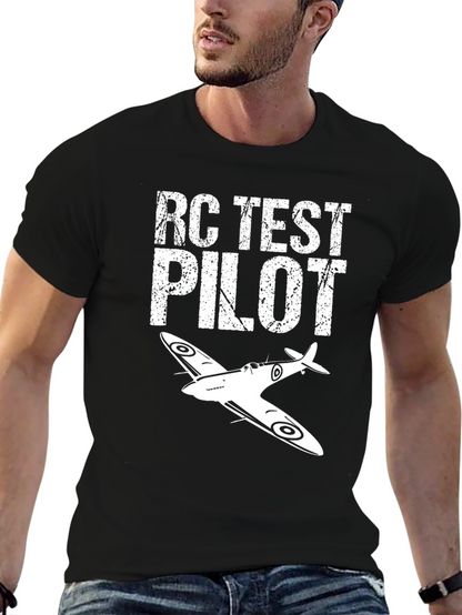 Camiseta Negra RC Test Pilot - Diseño Aviación