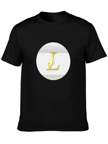 Camiseta Negra con Logo Litecoin Dorado