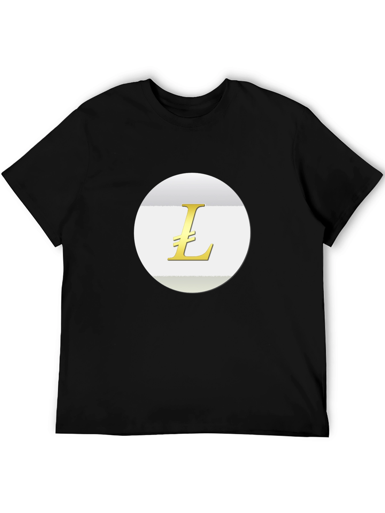 Camiseta Negra con Logo Litecoin Dorado