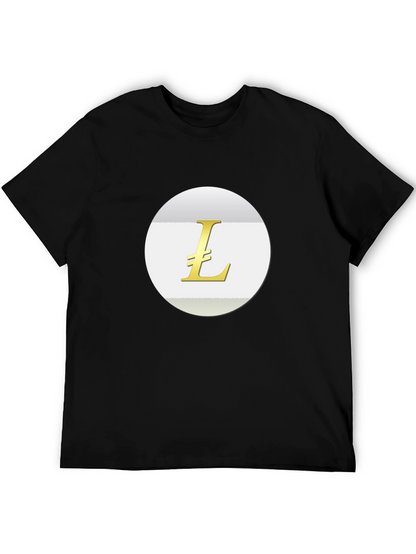 Camiseta Negra con Logo Litecoin Dorado