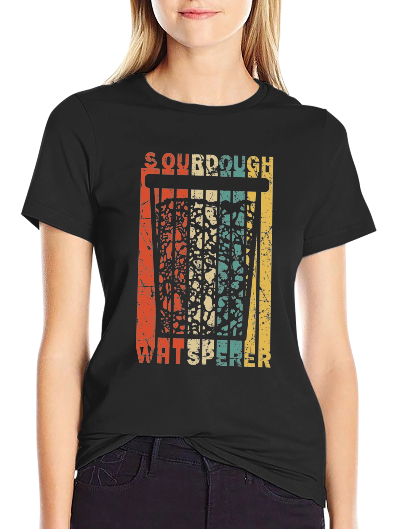 Camiseta Negra Sourdough Whisperer Retro