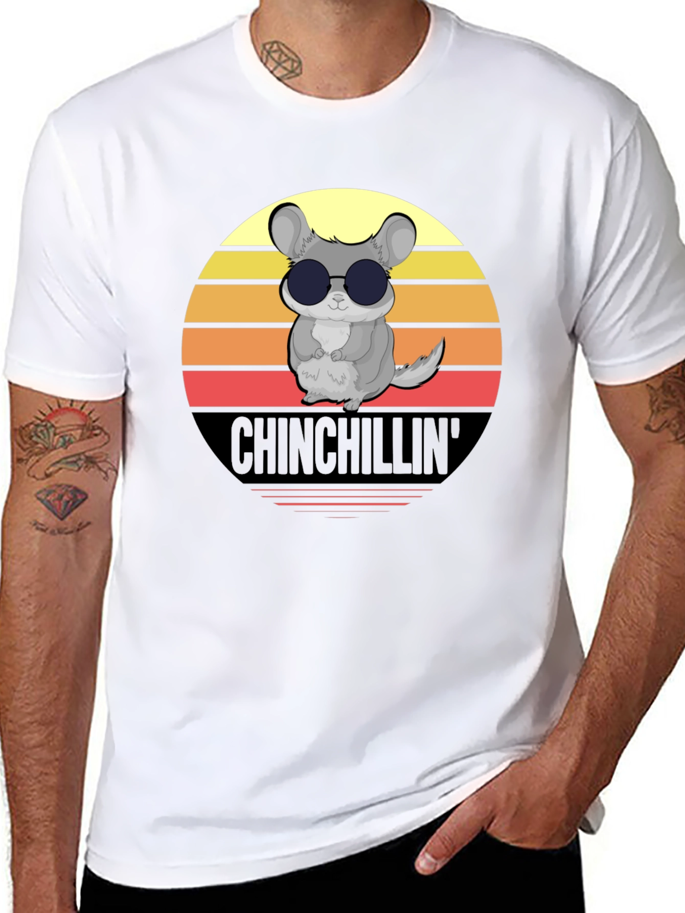 Camiseta Negra Chinchillin con Diseño Retro