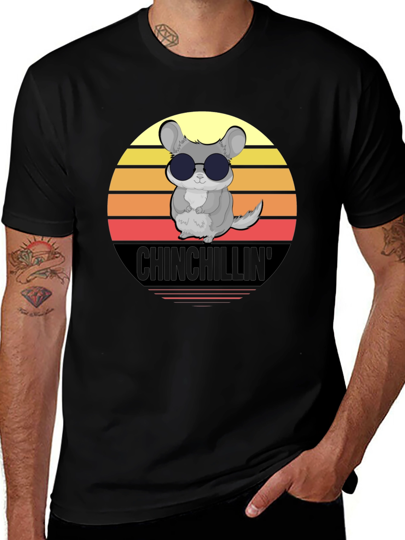 Camiseta Negra Chinchillin con Diseño Retro