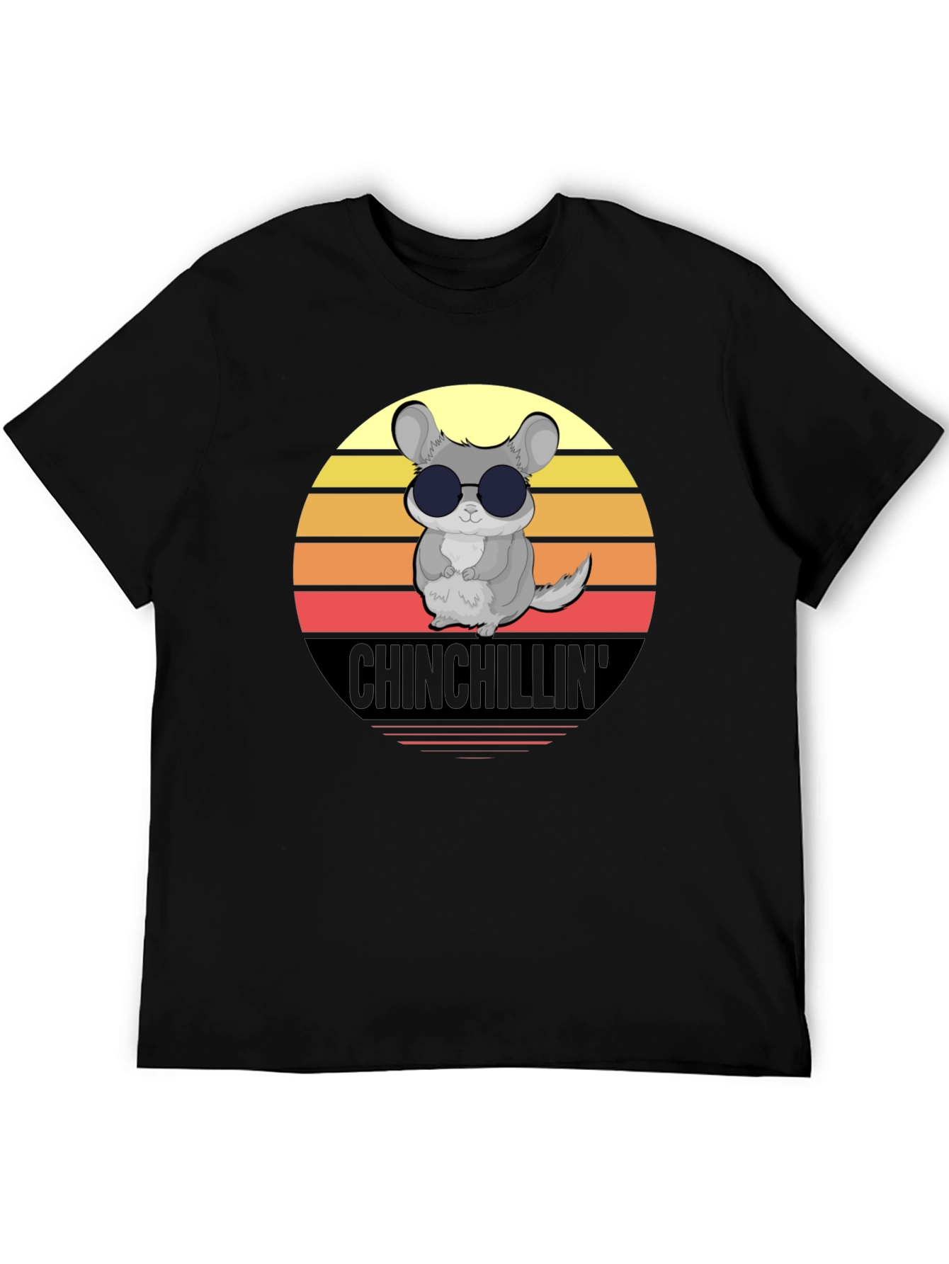 Camiseta Negra Chinchillin con Diseño Retro