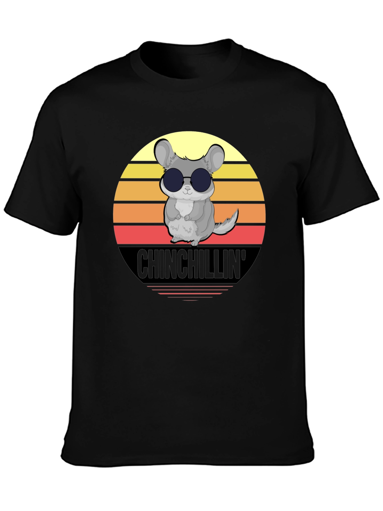 Camiseta Negra Chinchillin con Diseño Retro