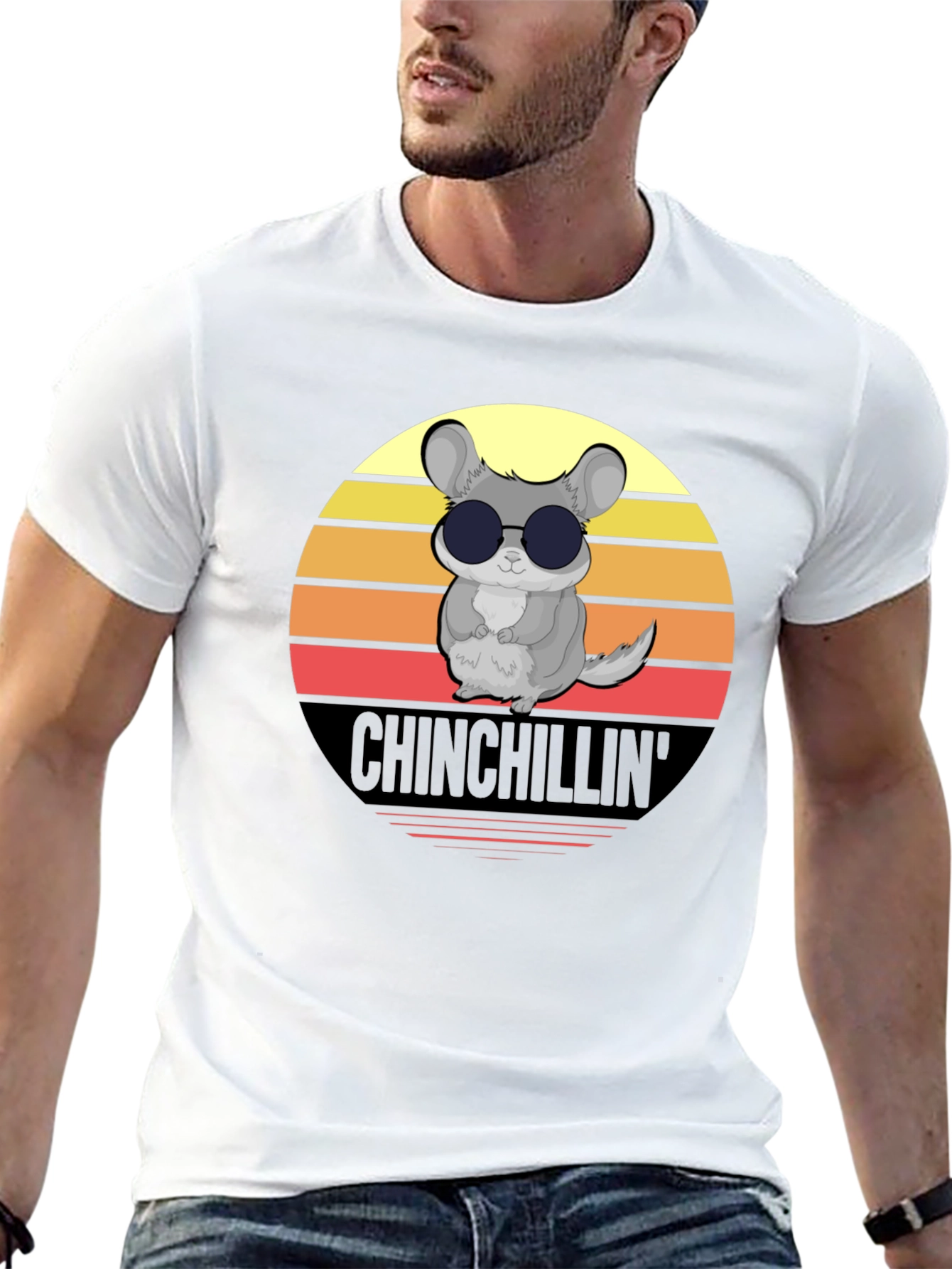 Camiseta Negra Chinchillin con Diseño Retro