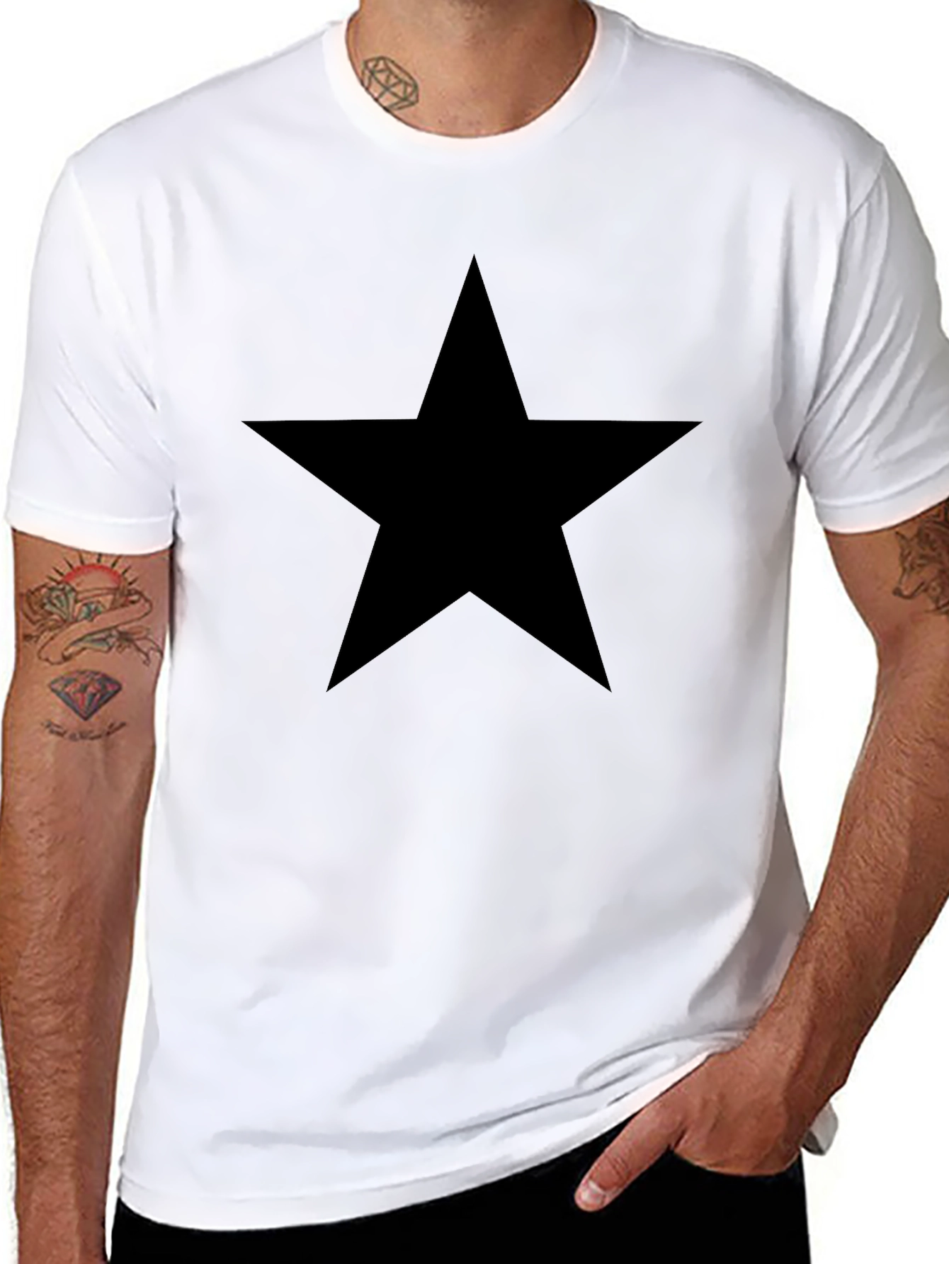 Camiseta Negra Estrella - Estilo Casual y Confort