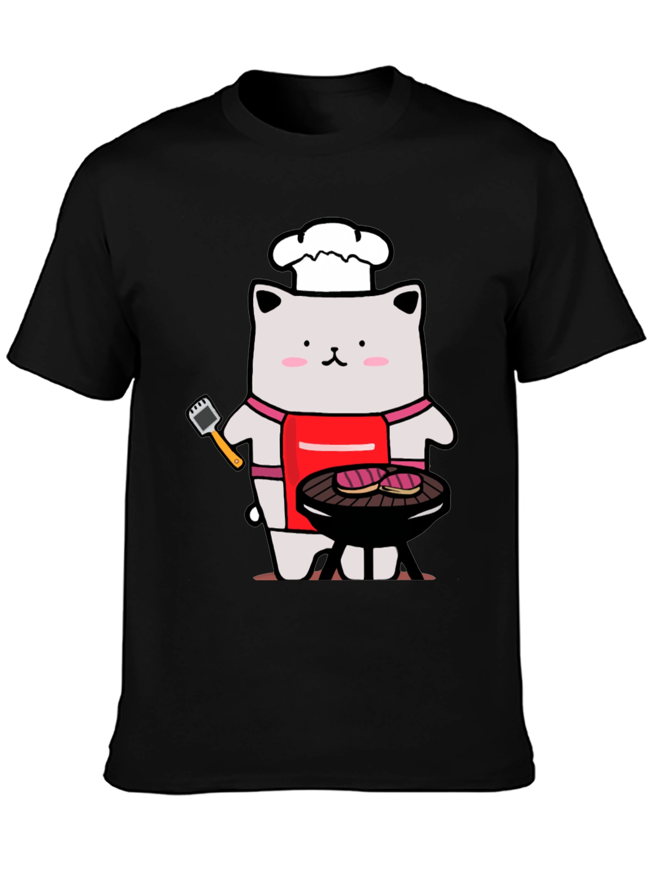 Camiseta Hombre: Gato Chef Asando a la Parrilla