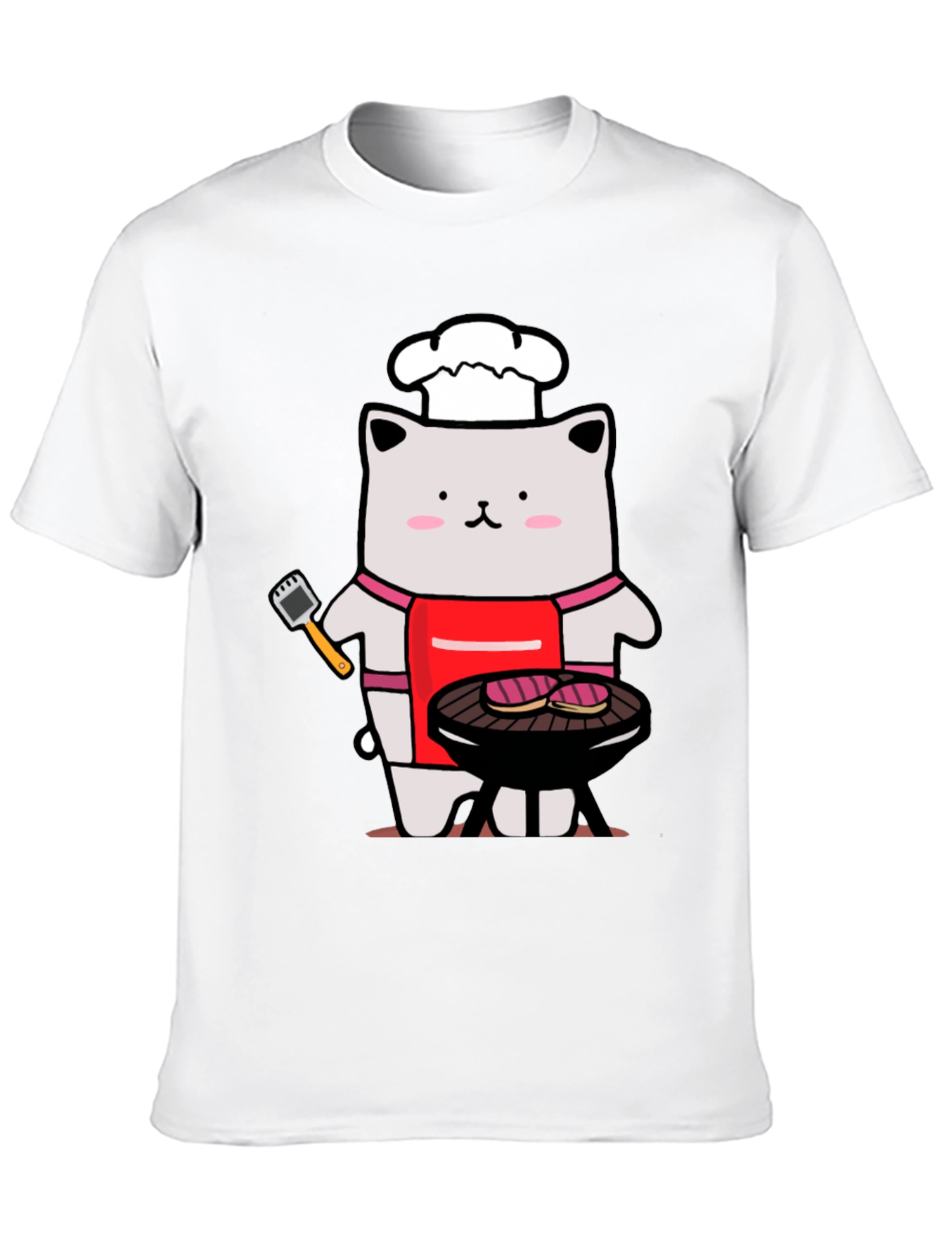 Camiseta Hombre: Gato Chef Asando a la Parrilla