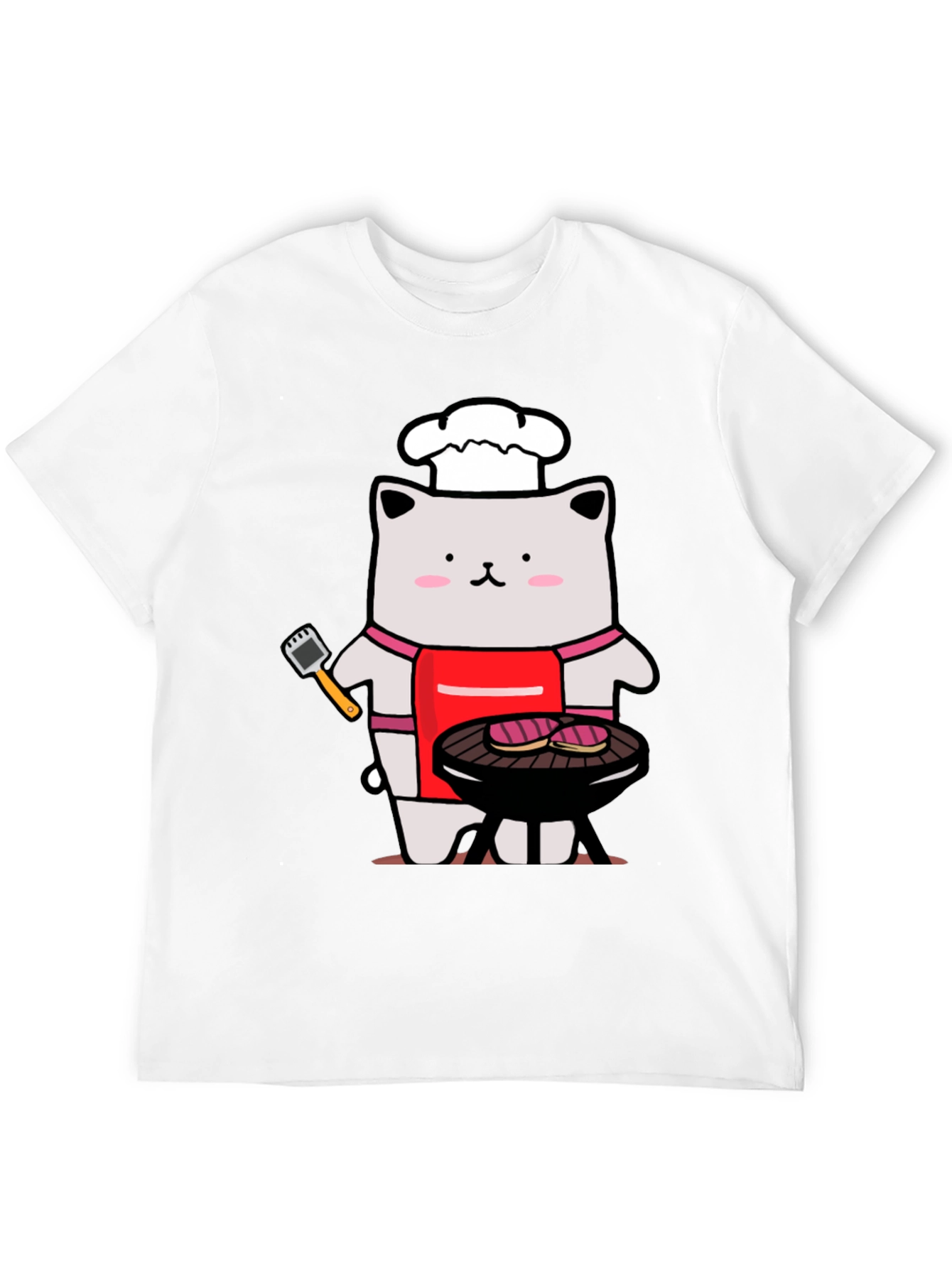 Camiseta Hombre: Gato Chef Asando a la Parrilla