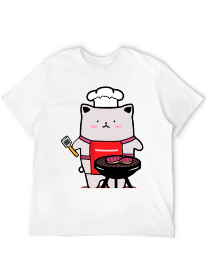 Camiseta Hombre: Gato Chef Asando a la Parrilla