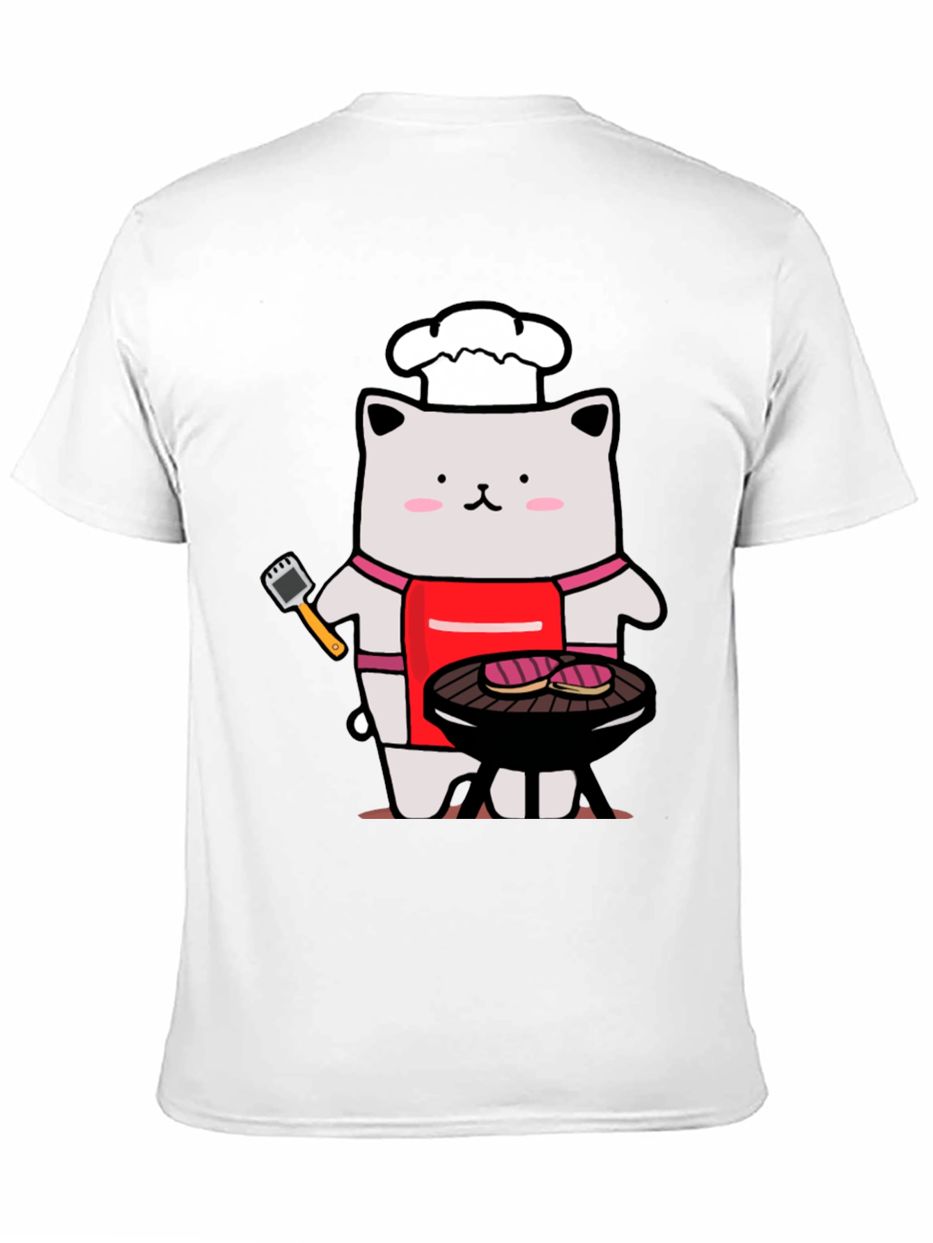 Camiseta Hombre: Gato Chef Asando a la Parrilla