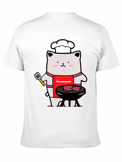 Camiseta Hombre: Gato Chef Asando a la Parrilla