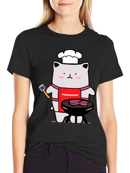 Camiseta Hombre: Gato Chef Asando a la Parrilla