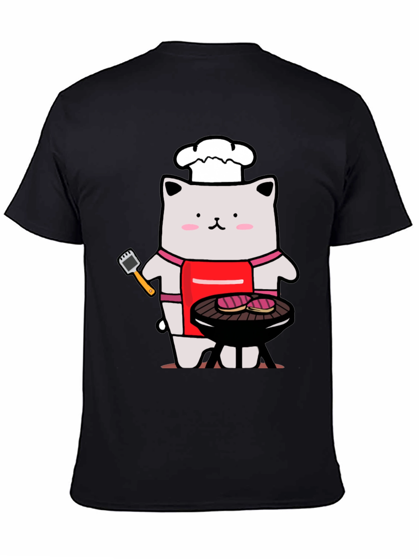 Camiseta Hombre: Gato Chef Asando a la Parrilla