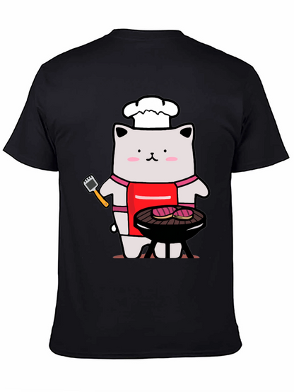 Camiseta Hombre: Gato Chef Asando a la Parrilla