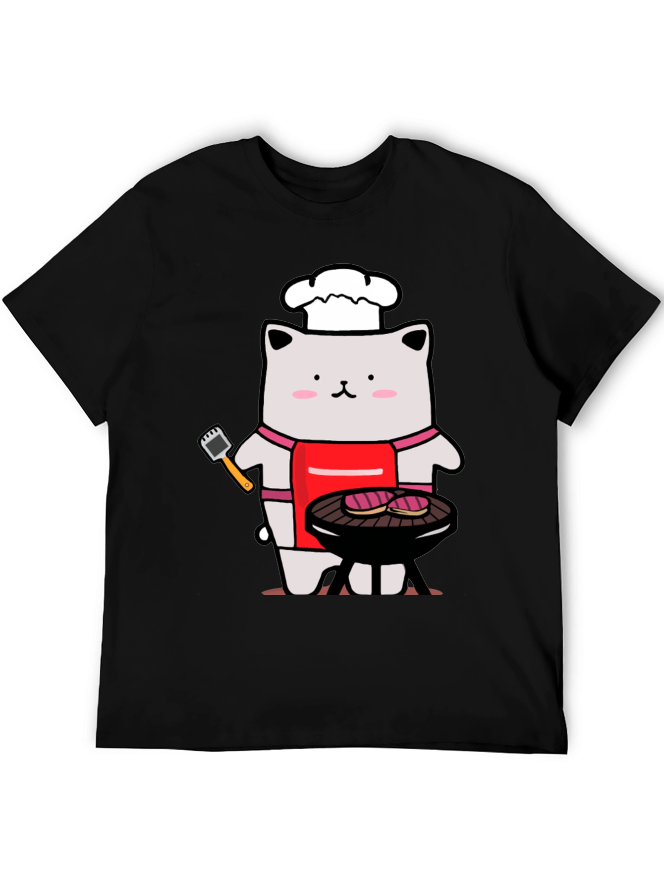 Camiseta Hombre: Gato Chef Asando a la Parrilla
