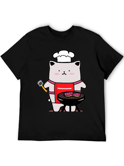 Camiseta Hombre: Gato Chef Asando a la Parrilla