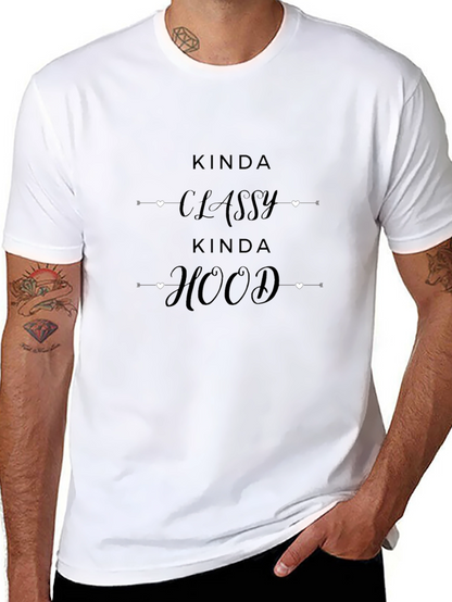 Camiseta Negra con Diseño Kinda Classy Kinda Hood