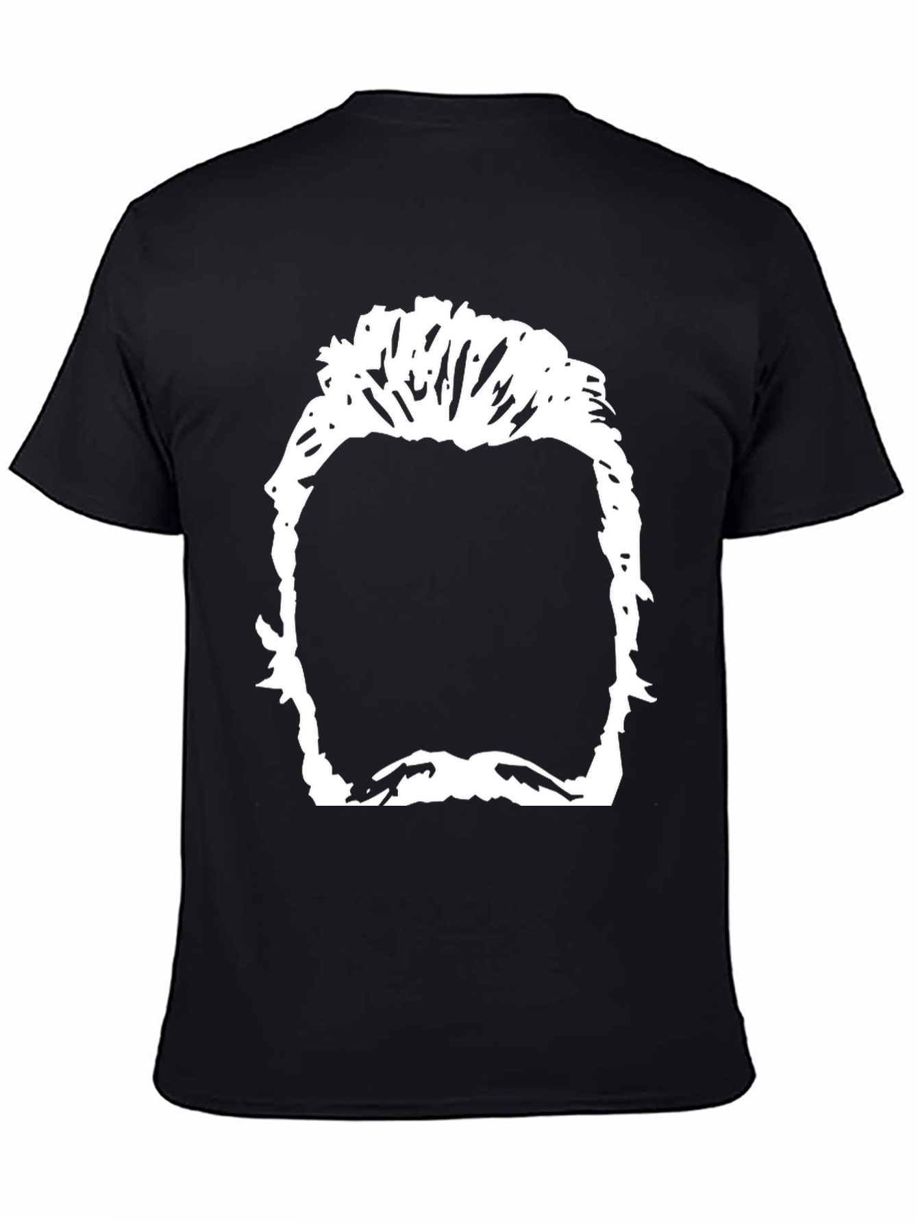 Camiseta Negra con Silueta Abstracta en Blanco