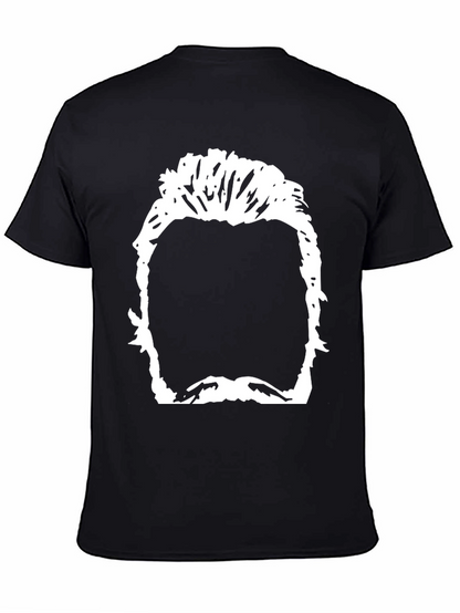 Camiseta Negra con Silueta Abstracta en Blanco