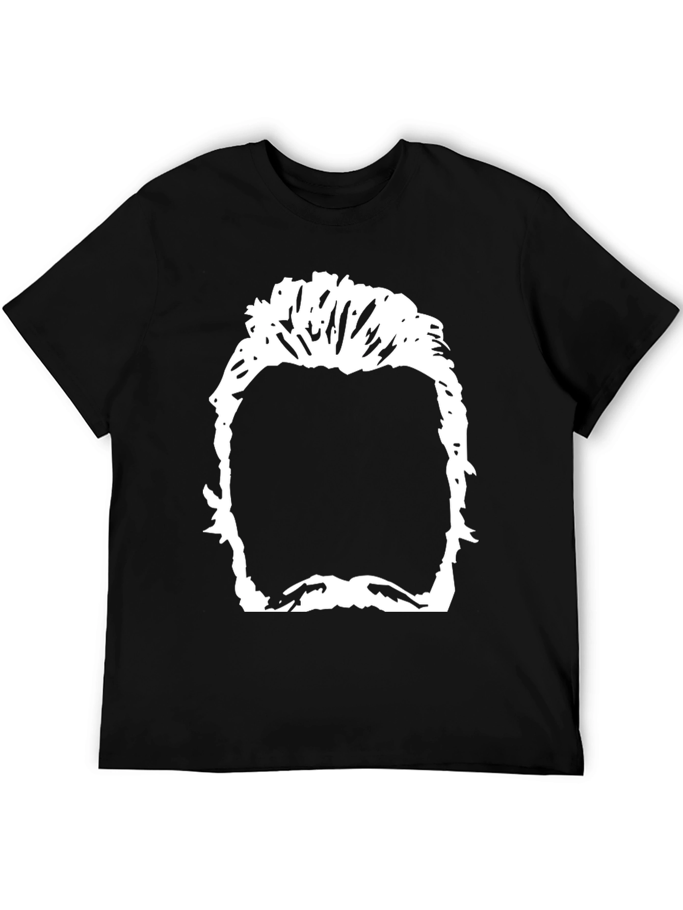 Camiseta Negra con Silueta Abstracta en Blanco